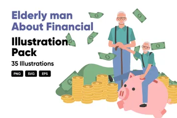 Elderly Man About Financial Illustration Pack