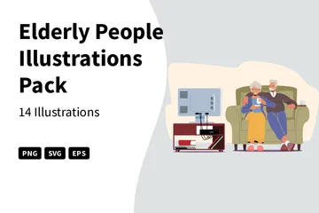 Elderly People Illustration Pack