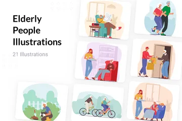 Elderly People Illustration Pack