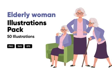 Elderly Woman Illustration Pack