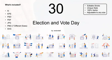 Election And Vote Day Illustration Pack