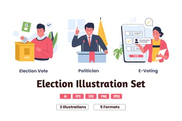 선거 투표 일러스트레이션 팩