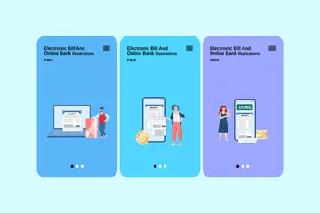 Electronic Bill And Online Bank Illustration Pack