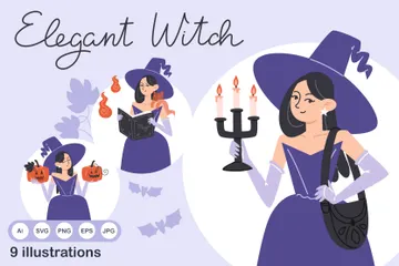 Elegant Witch Illustration Pack