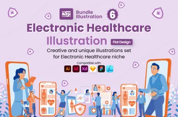 Elektronische Gesundheitsfürsorge Illustrationspack