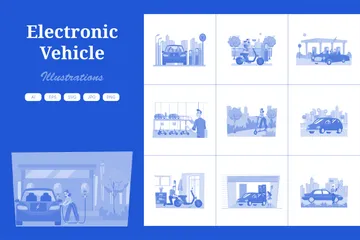 Elektronisches Fahrzeug Illustrationspack