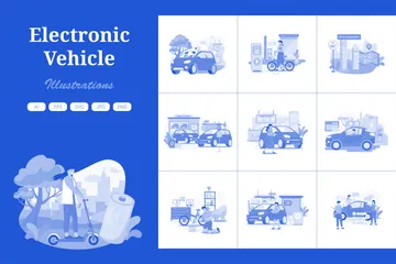 Elektronisches Fahrzeug Illustrationspack