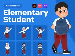Elementary School Students Illustration Pack