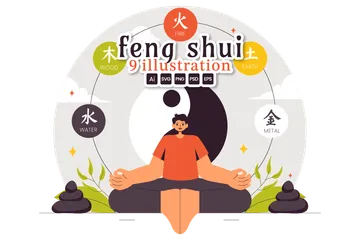 Elementos do Feng Shui Pacote de Ilustrações