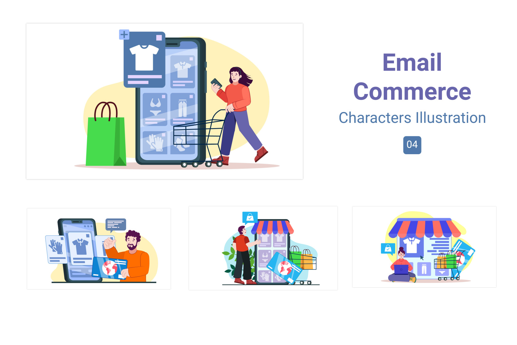 Premium Email Commerce Illustration pack from & Shopping