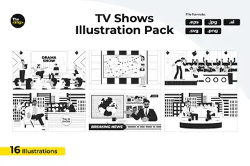 Émissions de télévision Diffusion d'informations Pack d'Illustrations