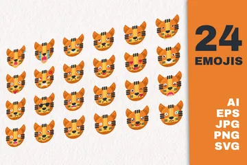 Tigre emoji Paquete de Ilustraciones