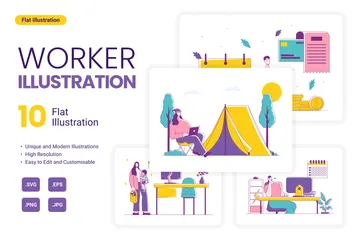 Employé et jour de paie Pack d'Illustrations