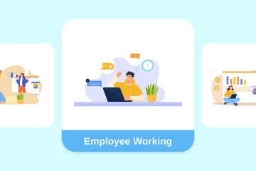 Employé travaillant Pack d'Illustrations