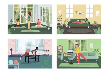 Employee Healthy Lifestyle Illustration Pack