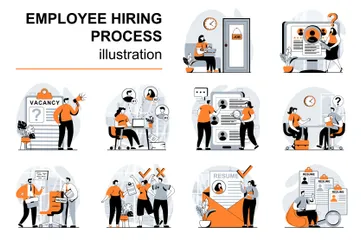 Employee Hiring Process Illustration Pack