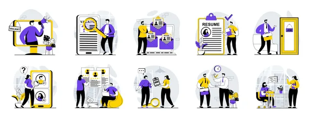 Employee Hiring Process Illustration Pack