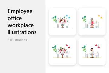 Employee Office Workplace Illustration Pack