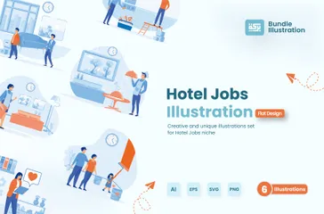 Empregos em hotéis Pacote de Ilustrações