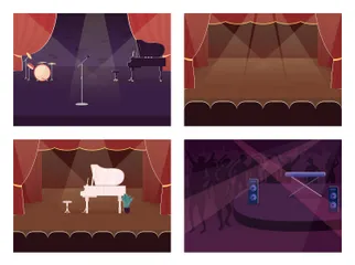 Empty Music Stage Illustration Pack