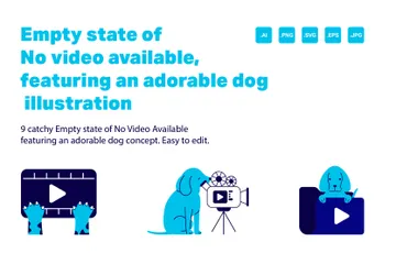 Empty State No Video Available Featuring An Adorable Dog Theme Illustration Pack
