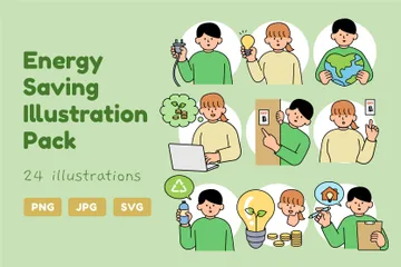 Energie sparen Illustrationspack