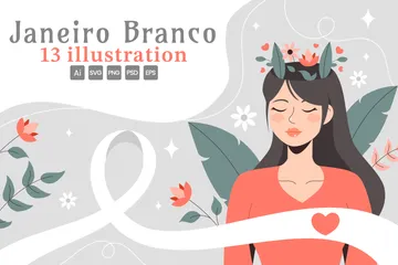 Enero blanco Paquete de Ilustraciones