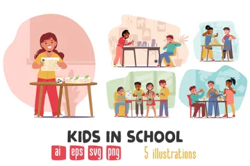 Les enfants à l'école Illustration Pack