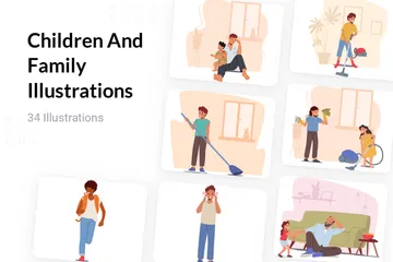 Enfants et famille Pack d'Illustrations