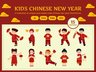 Nouvel An chinois pour enfants Pack d'Illustrations