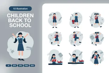 Les enfants retournent à l'école Pack d'Illustrations