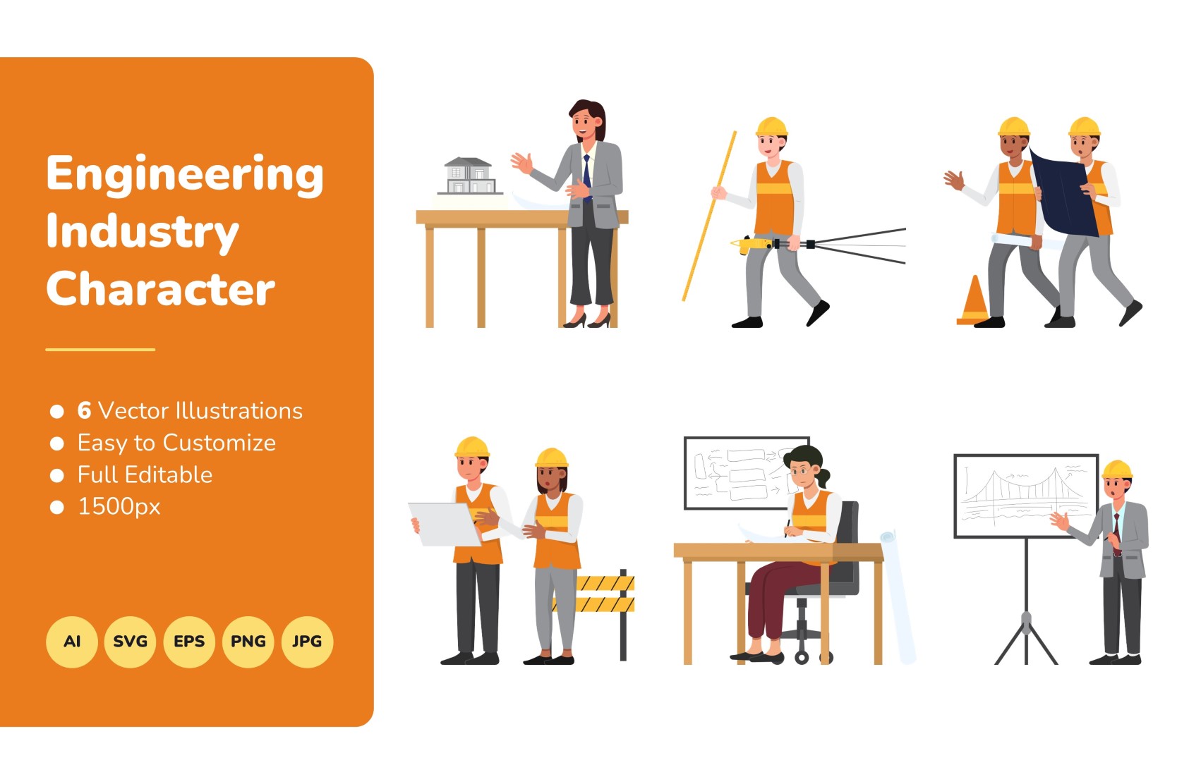 Premium Engineering Character Illustration pack from Industry Illustrations