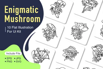 Enigmatic Mushroom Illustration Pack