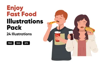 Enjoy Fast Food Illustration Pack