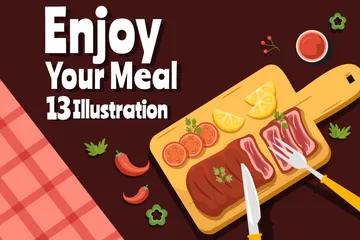 Enjoy Your Meal Illustration Pack