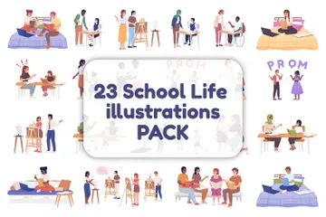 Enjoying School Life Illustration Pack