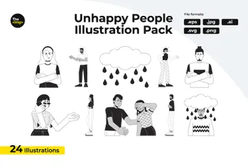 Ennuyé Mécontent Pack d'Illustrations