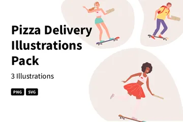 Delivery de pizza Paquete de Ilustraciones