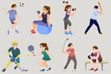 Carácter de entrenamiento y deporte Paquete de Ilustraciones