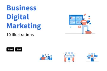 Marketing numérique d'entreprise Pack d'Illustrations