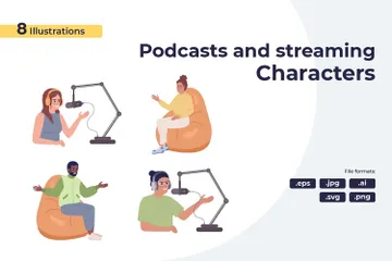 Entrevistadores de podcast Pacote de Ilustrações