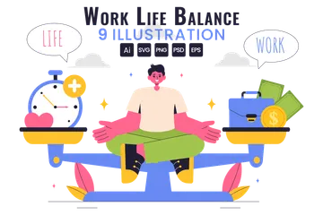 L'équilibre travail-vie Pack d'Illustrations