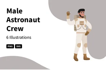 Équipage d’astronautes masculins Pack d'Illustrations