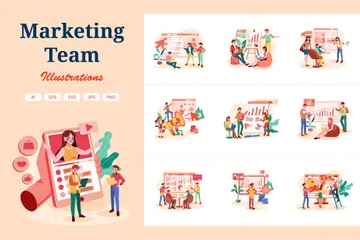 Equipe de Marketing Pacote de Ilustrações