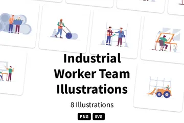 Equipe de Trabalhadores Industriais Pacote de Ilustrações