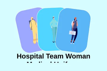 Uniforme médico feminino da equipe hospitalar Pacote de Ilustrações