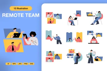 Equipe remota Illustration Pack