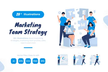 Estrategia del equipo de marketing Paquete de Ilustraciones