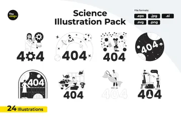 Erro 404 de ciência e tecnologia Pacote de Ilustrações