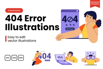 Error 404 Paquete de Ilustraciones